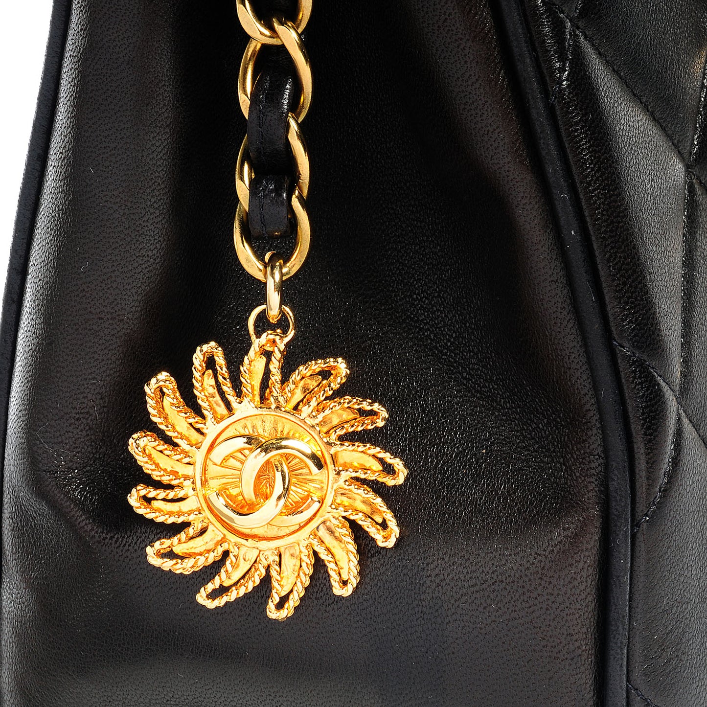 Lambskin Quilted Shoulder Bag Black