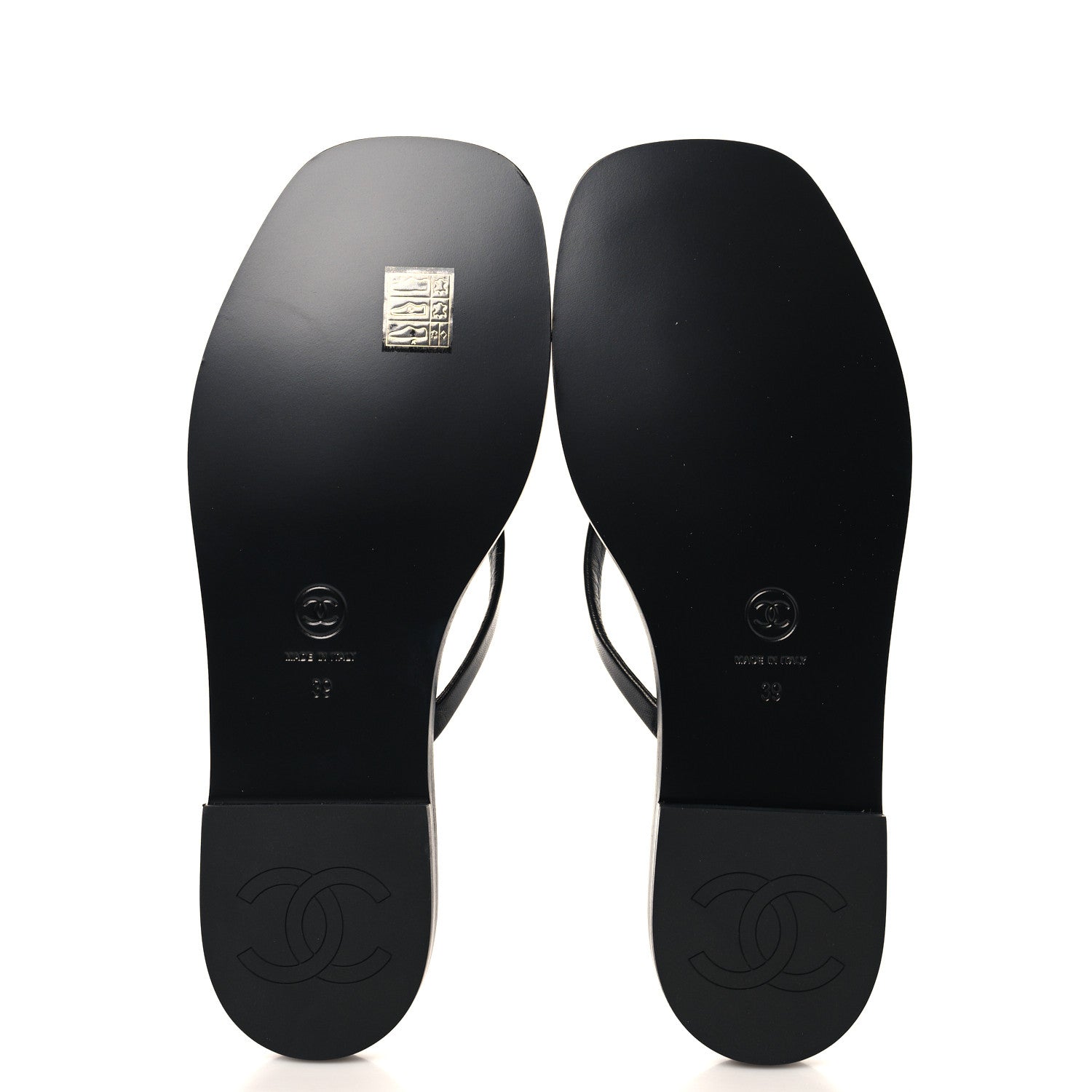 Chanel Goatskin CC Times Square Thong Sandals 39 Black 13 of 20