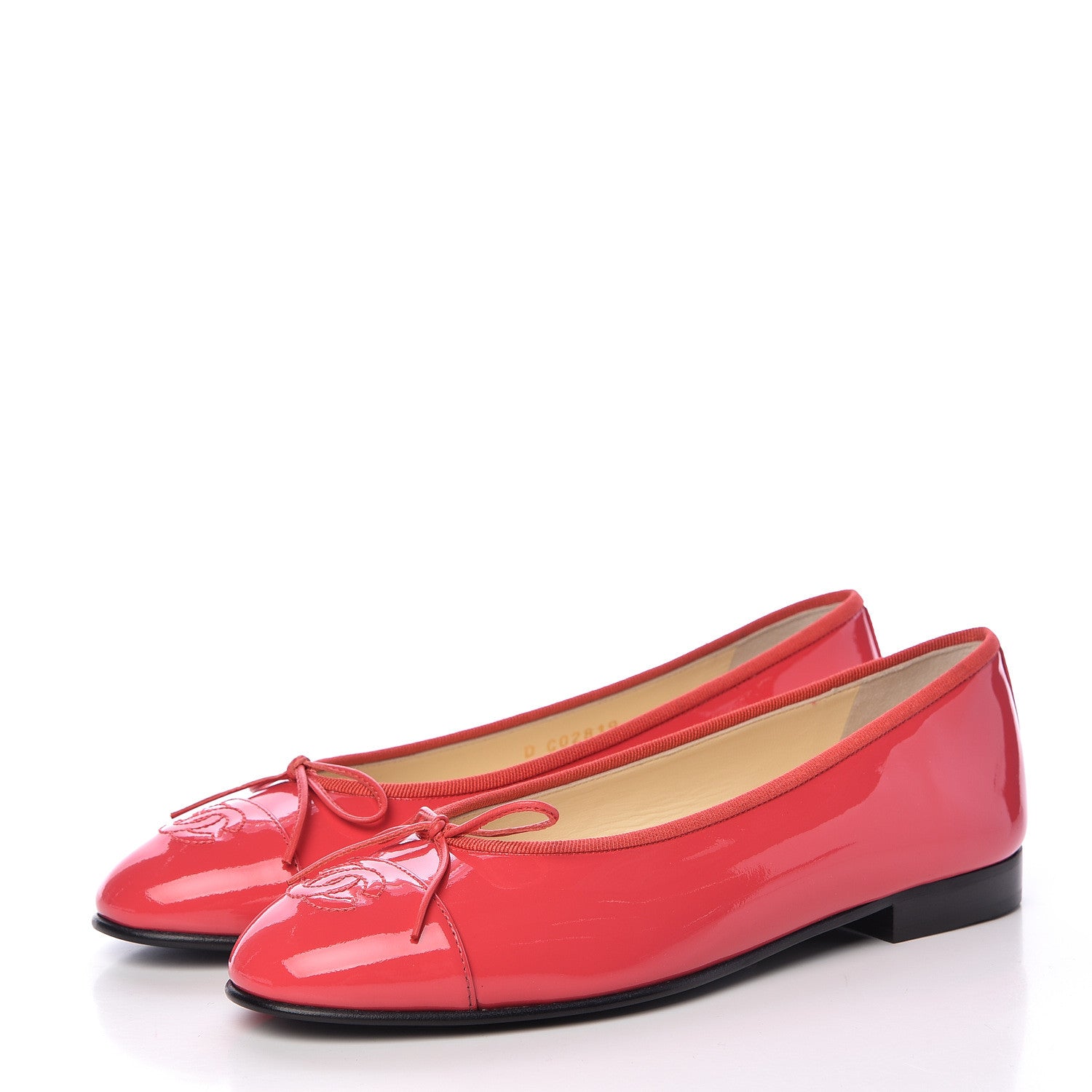 Chanel Patent Calfskin CC Cap Toe Ballerina Flats 37.5 Coral 3 of 11