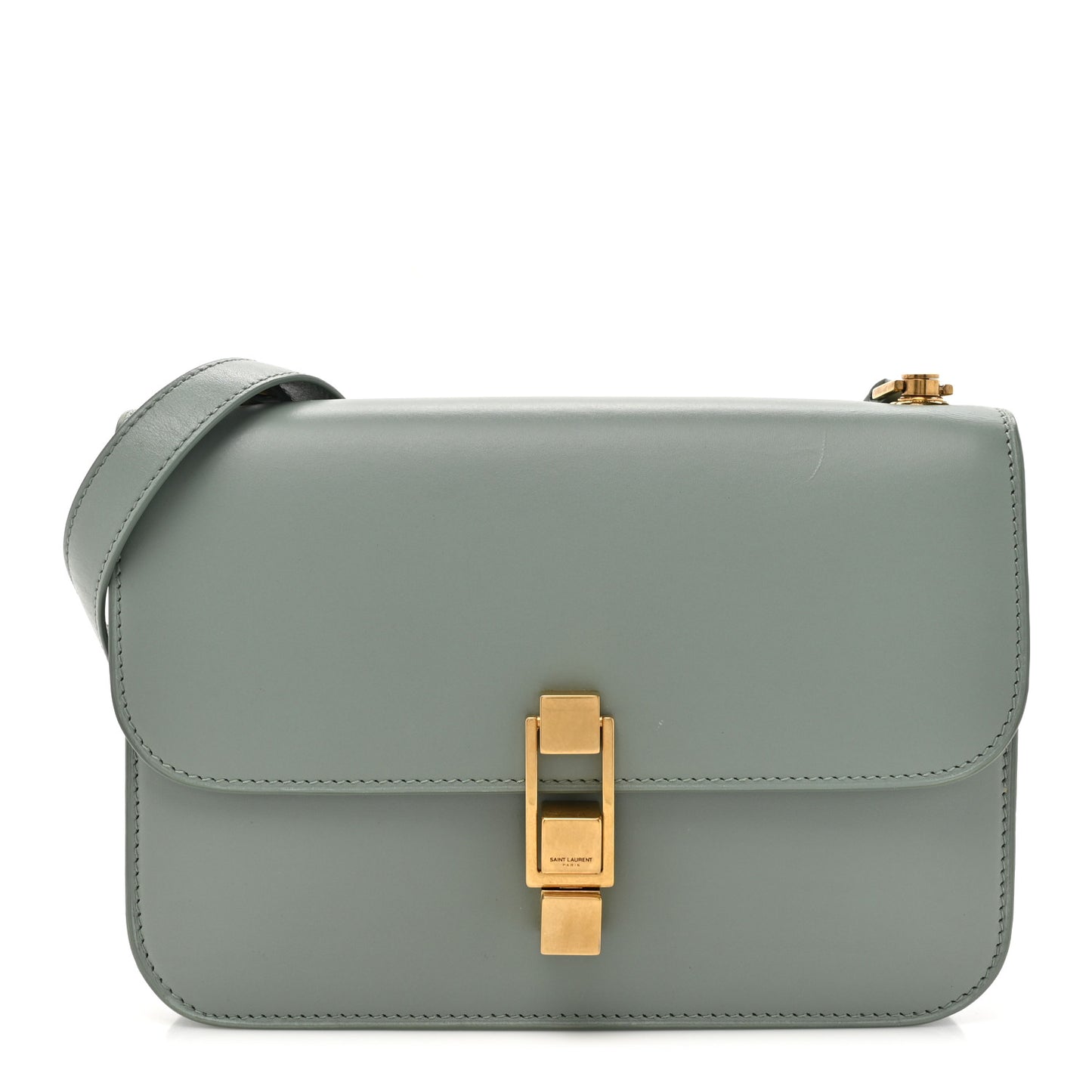 Smooth Calfskin Carre Satchel Vert Opaline