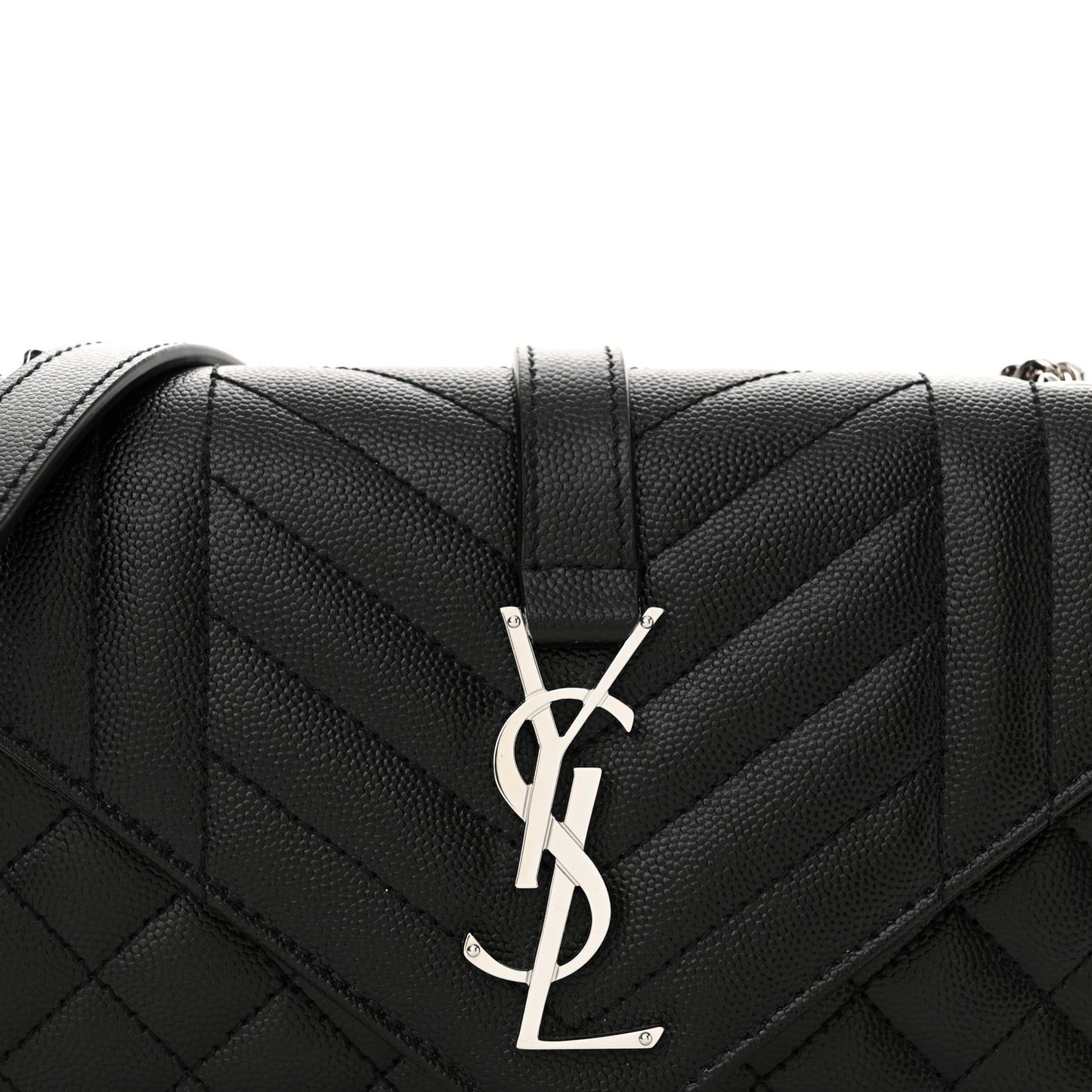 Grain De Poudre Textured Mixed Matelasse Triquilt Small Monogram Satchel Black