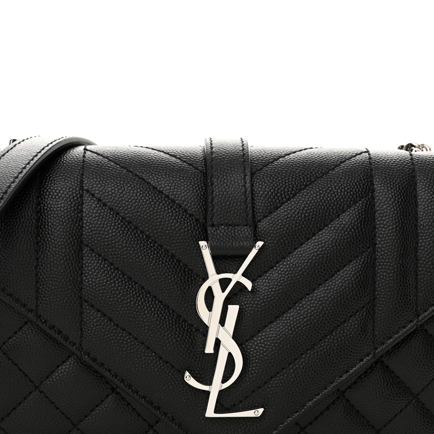 Saint Laurent Grain De Poudre Textured Mixed Matelasse Triquilt Small Monogram Satchel Black 8 of 10