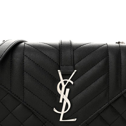 Saint Laurent Grain De Poudre Textured Mixed Matelasse Triquilt Small Monogram Satchel Black 8 of 10