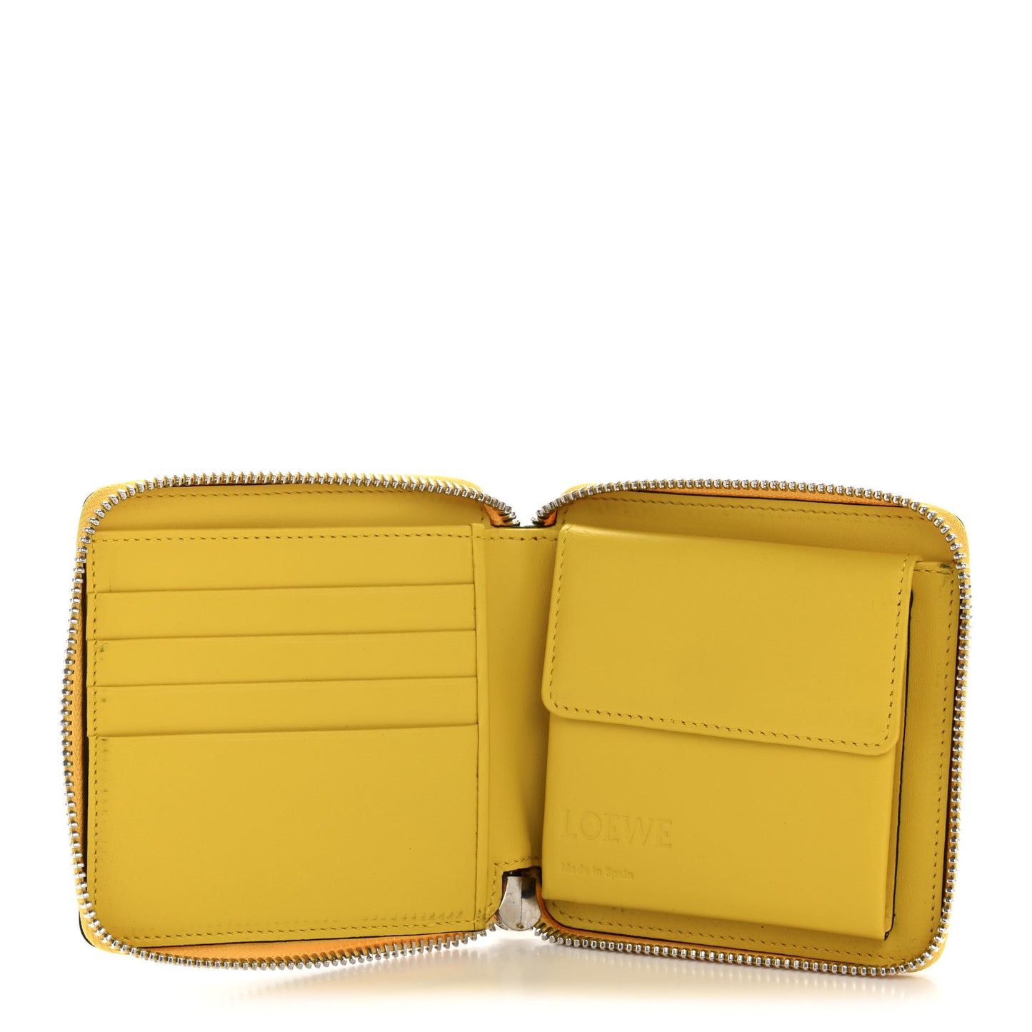 Calfskin Puzzle Zip Around Wallet Ochre Yellow