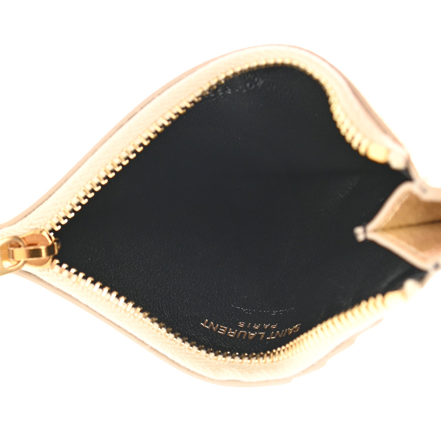Saint Laurent Calfskin Monogram Fragments Zippered Card Case Platino 5 of 7