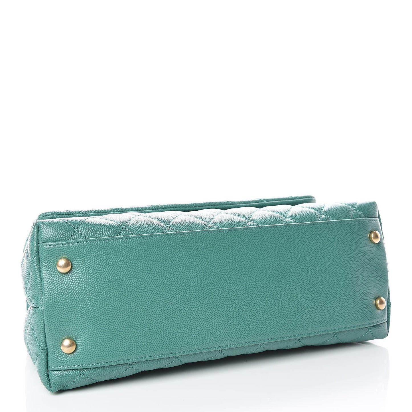 Caviar Lizard Quilted Small Coco Handle Flap Green