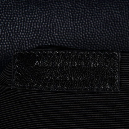 Saint Laurent Grain De Poudre Mixed Matelasse Large Triquilt Monogram Satchel Deep Marine 8 of 8