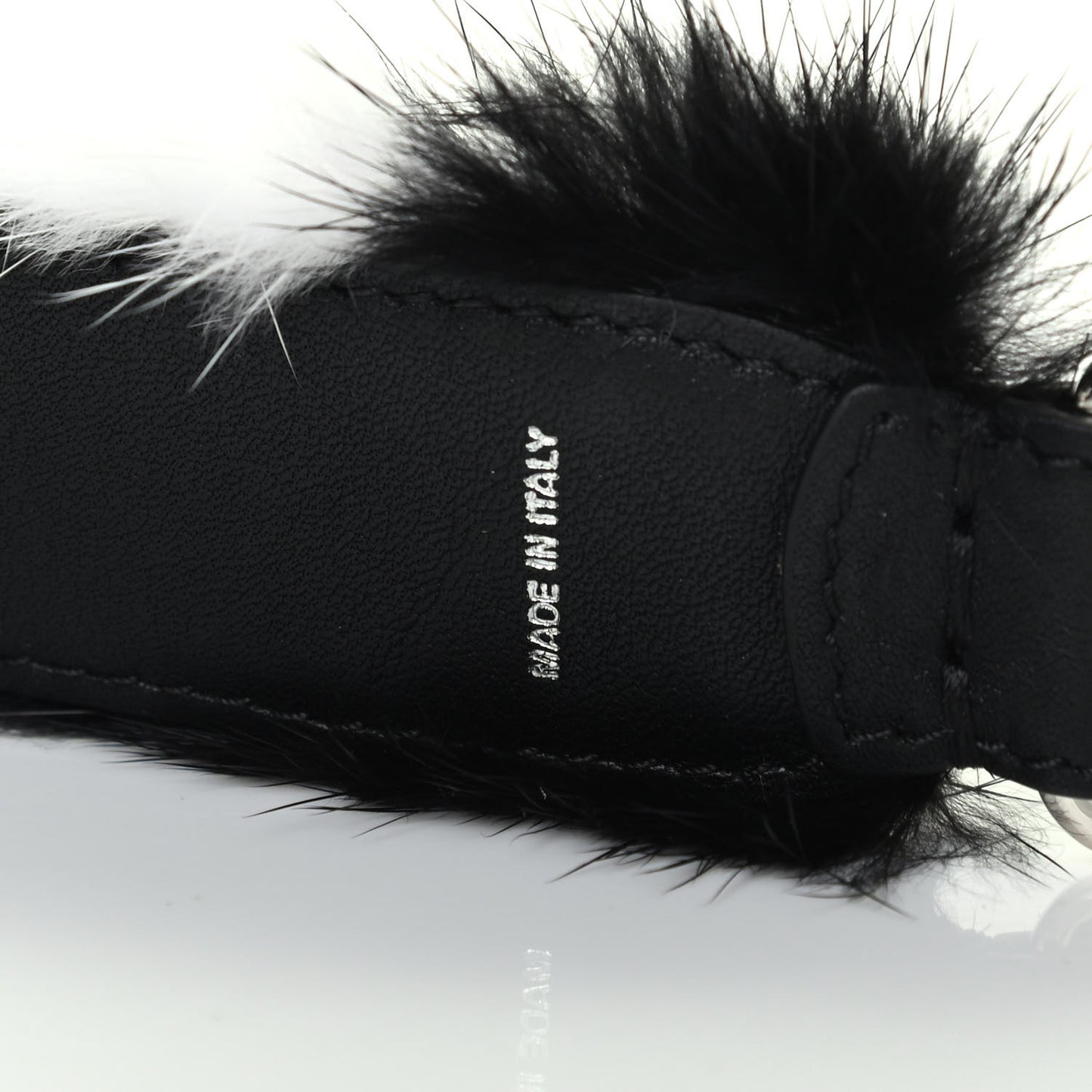 Mink Fur Vitello Dolce Pequin Mini Strap You Black White