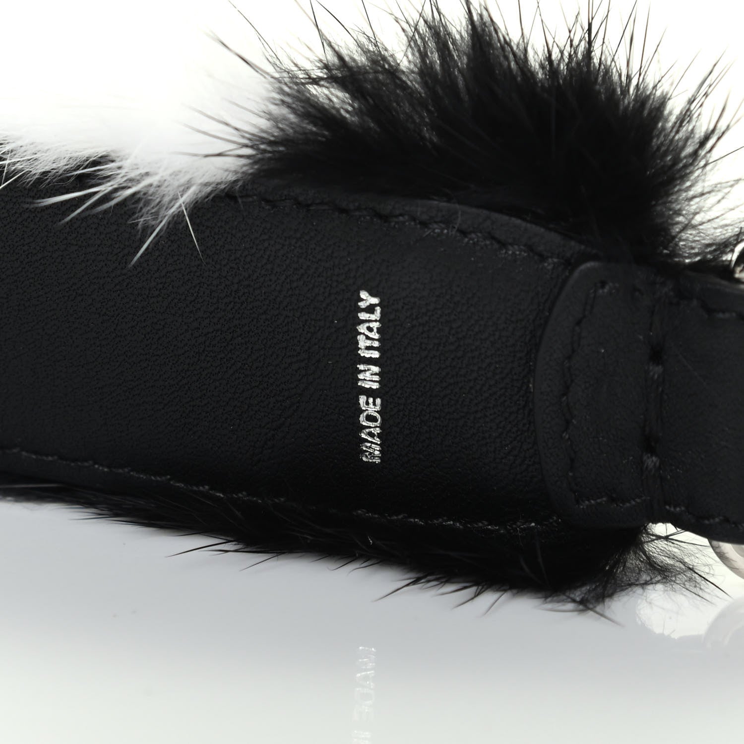 Fendi Mink Fur Vitello Dolce Pequin Mini Strap You Black White 3 of 4