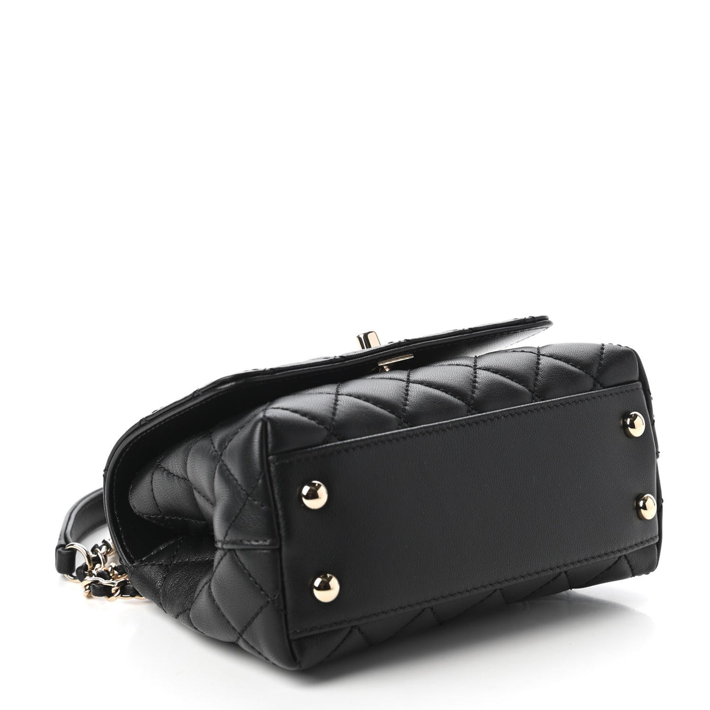 Goatskin Quilted Rainbow Extra Mini Coco Handle Flap Black
