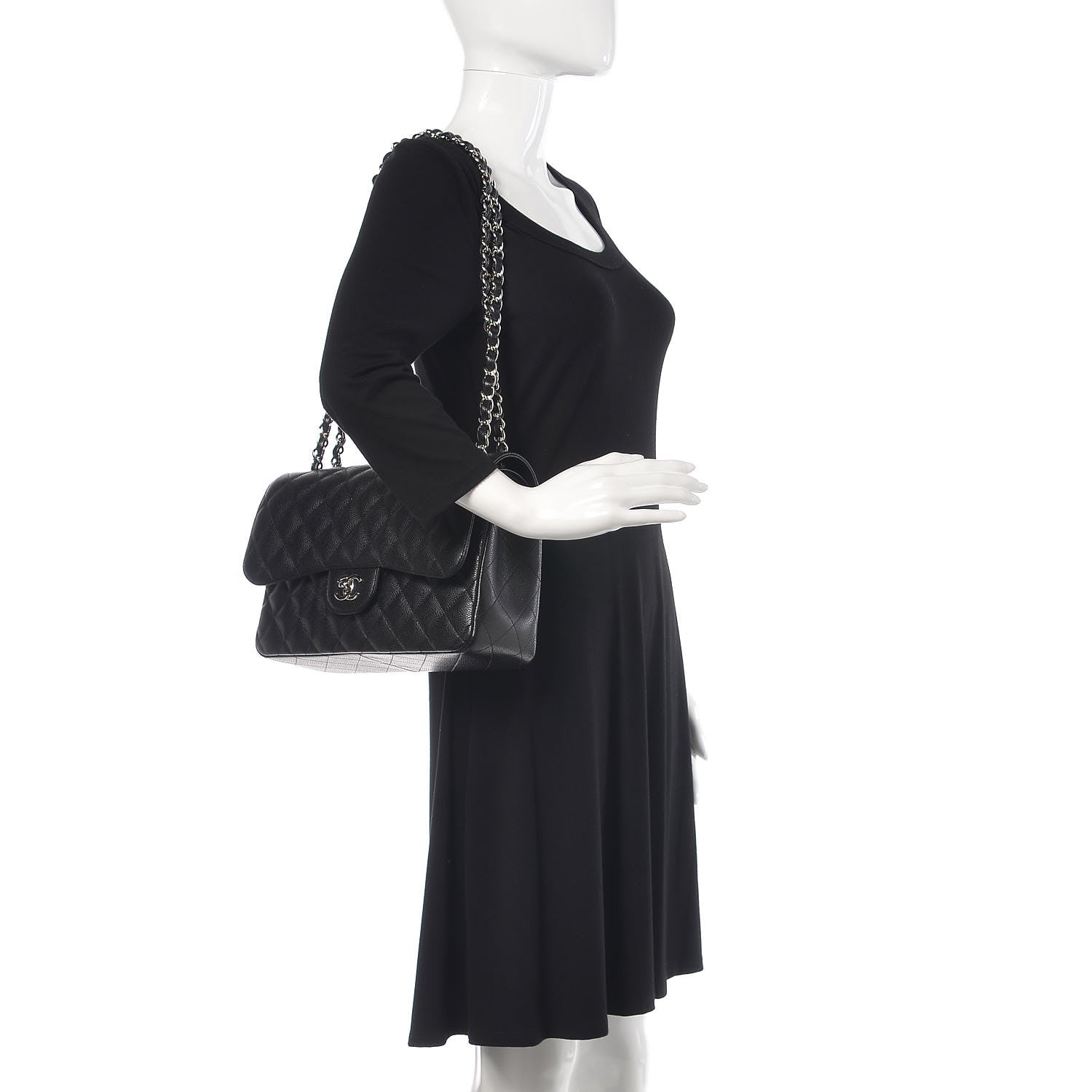 Chanel Caviar Quilted Jumbo Double Flap Black 2 of 9