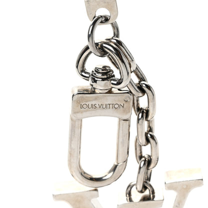 Louis Vuitton Metal Palladiium Finish LV Initiales Bag Charm Key Holder Silver 3 of 4