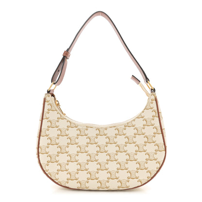 Celine Canvas Calfskin Ava Triomphe Shoulder Bag White 1 of 10