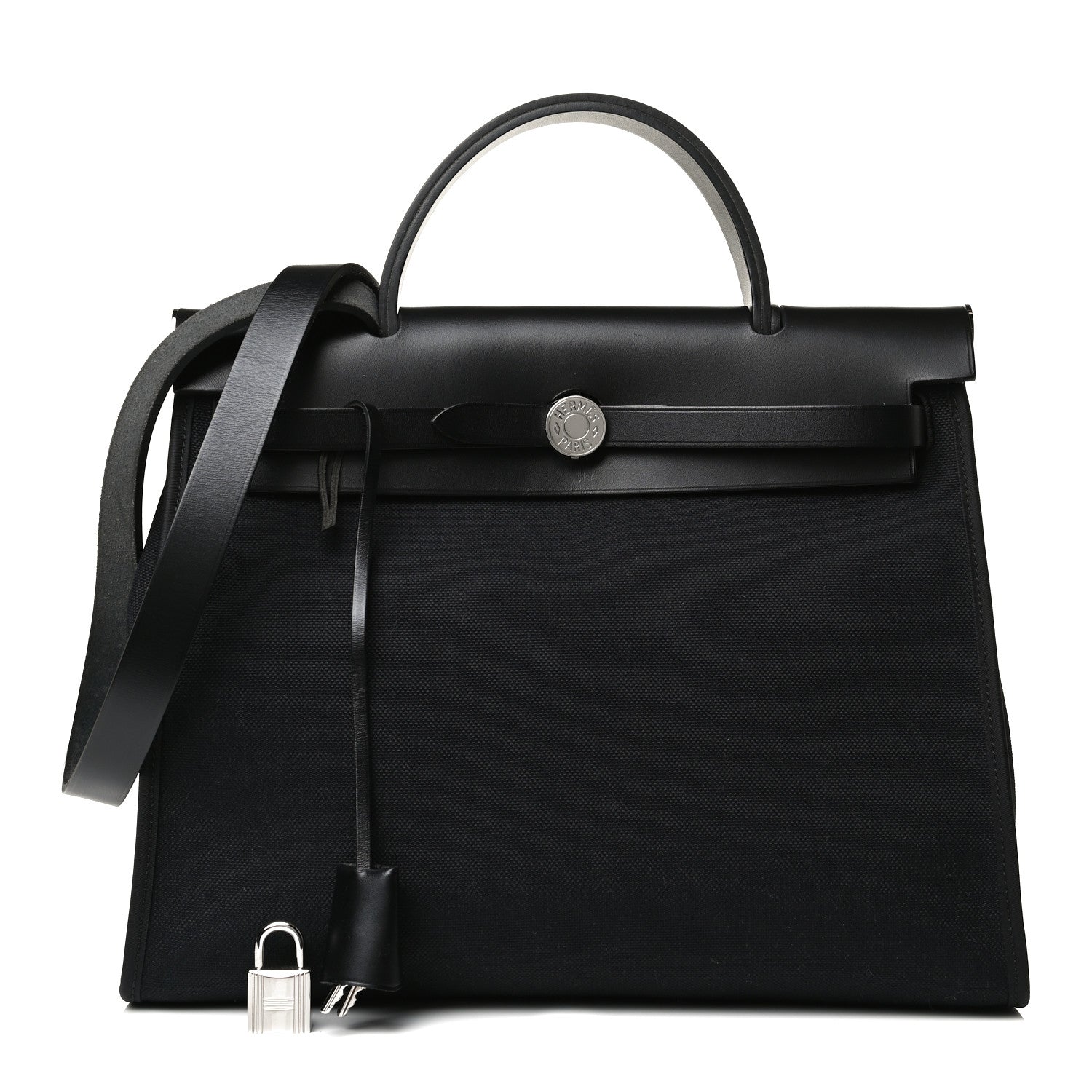 Hermes Military Toile Vache Hunter Herbag Zip PM 31 Black 1 of 14