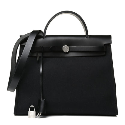 Hermes Military Toile Vache Hunter Herbag Zip PM 31 Black 1 of 14