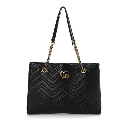 Gucci Vintage Calfskin Matelasse Medium GG Marmont Slim Tote Black 1 of 9