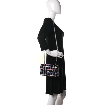 Chanel Tweed Quilted Mini Rectangular Flap Black Pink Blue Ecru 2 of 10
