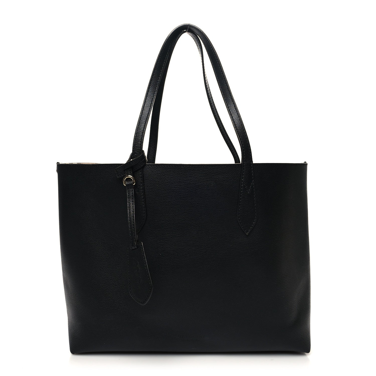 Burberry Grainy Calfskin Haymarket Check Medium Reversible Tote Black 12 of 21