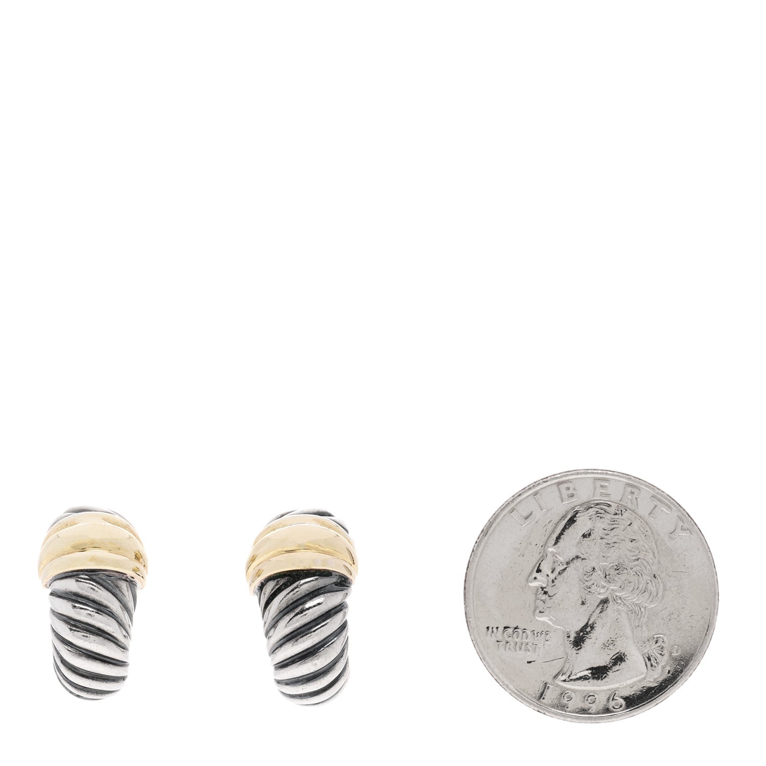 David Yurman Sterling Silver 14K Yellow Gold Thoroughbred Shrimp Earrings 2 of 4