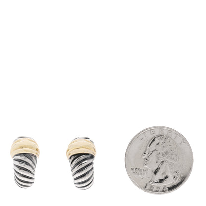 David Yurman Sterling Silver 14K Yellow Gold Thoroughbred Shrimp Earrings 2 of 4