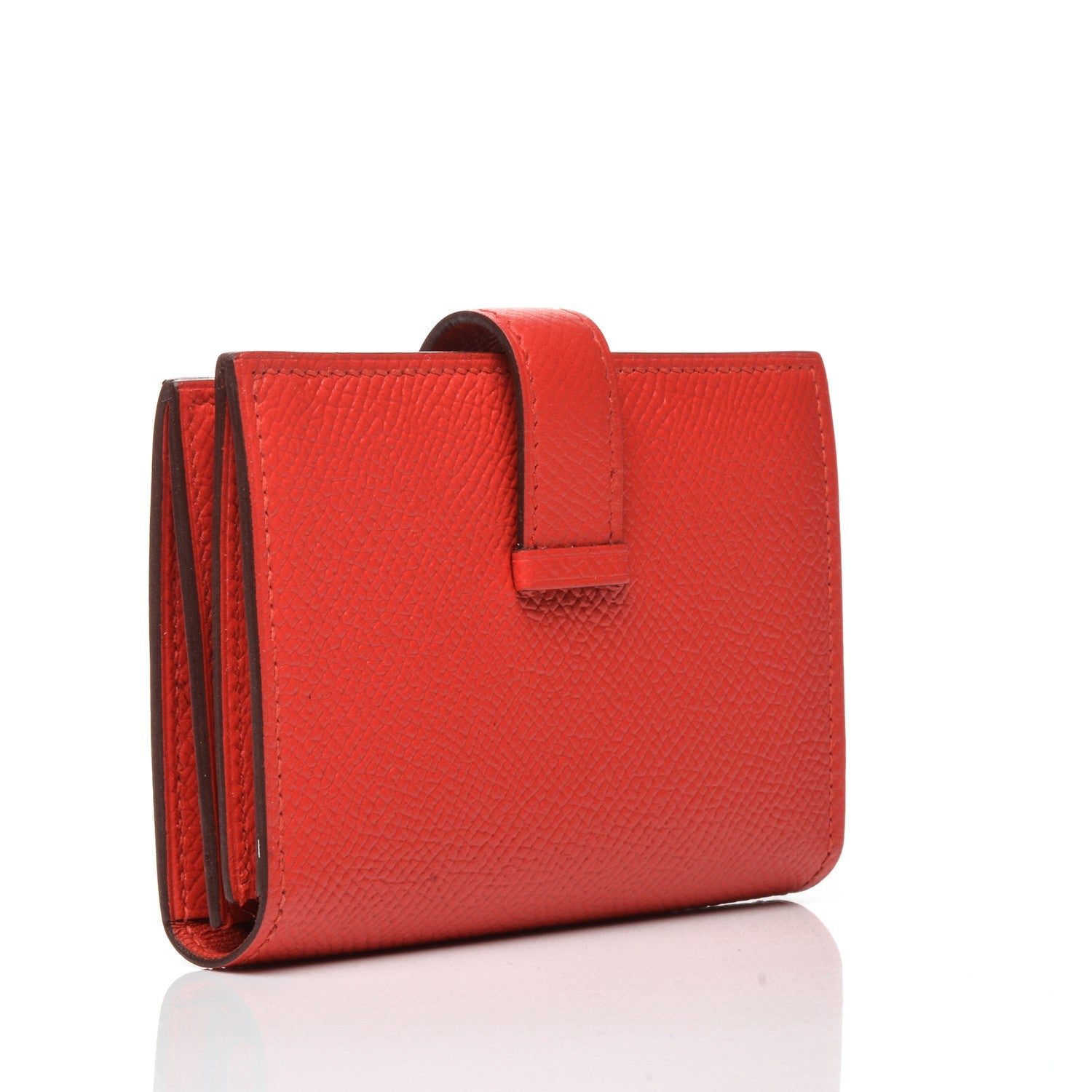 Hermes Epsom Bearn Card Holder Wallet Rouge Tomate 3 of 6