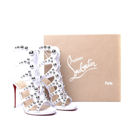 Christian Louboutin Kid Amazoubille 120 Studded Gladiator Sandals 37.5 Latte Silver 18 of 18