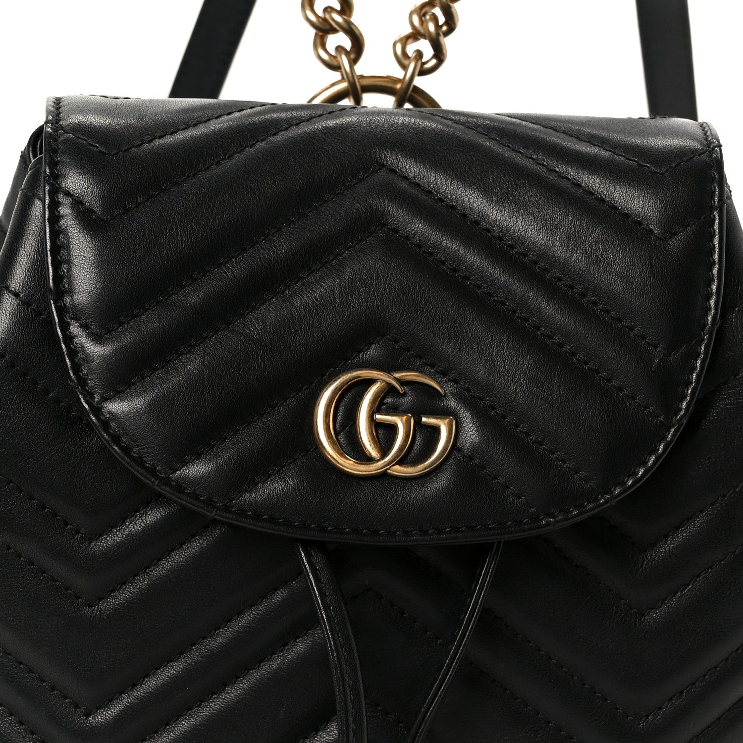 Gucci Calfskin Matelasse GG Marmont Flap Backpack Black 9 of 11