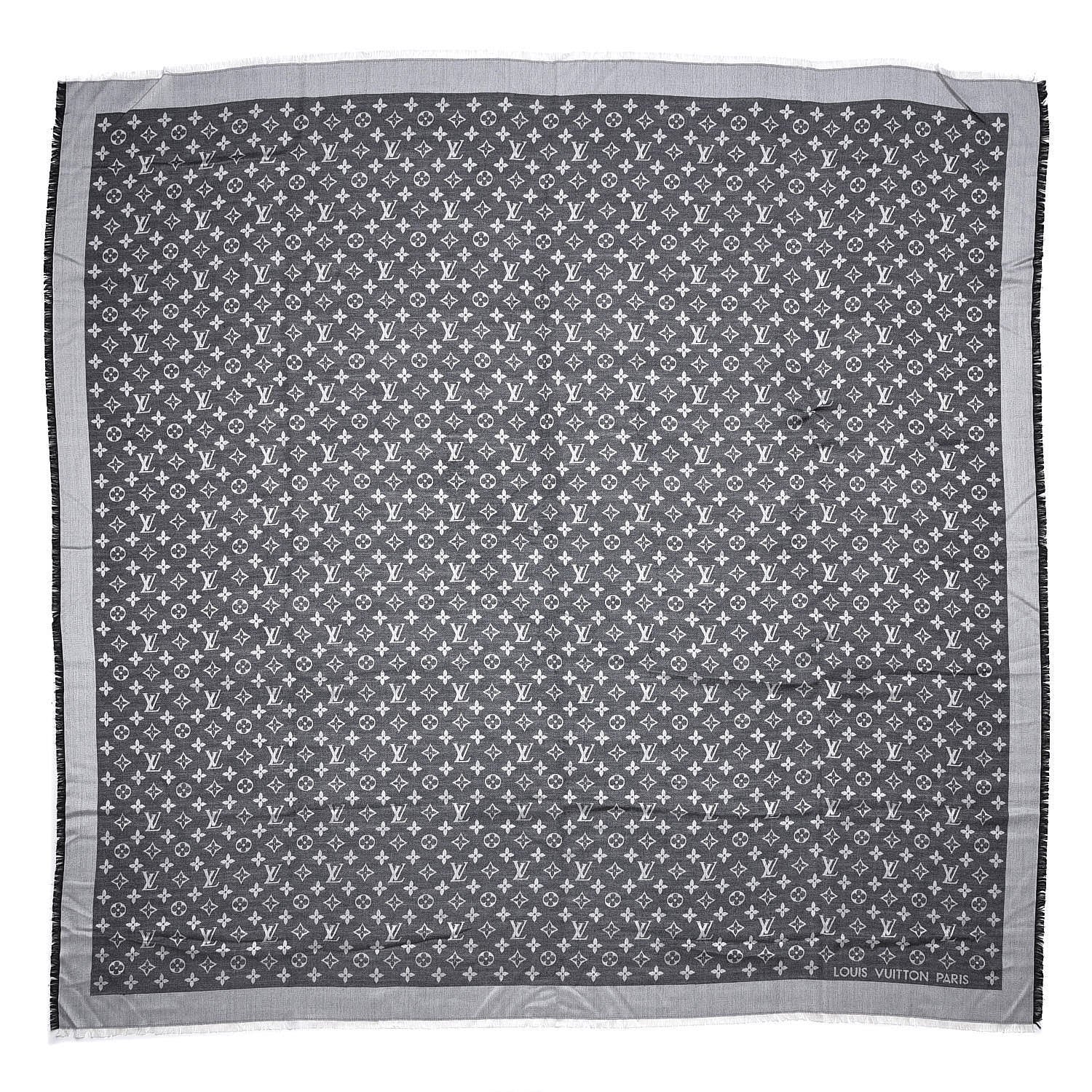 Louis Vuitton Wool Silk Monogram Denim Shawl Black 1 of 4