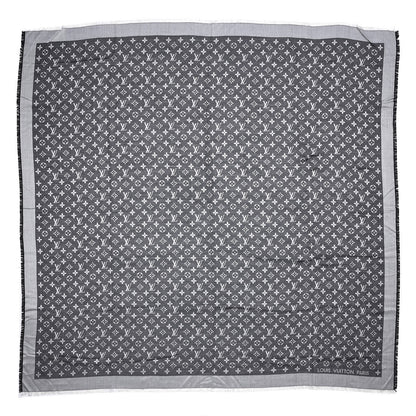 Louis Vuitton Wool Silk Monogram Denim Shawl Black 1 of 4