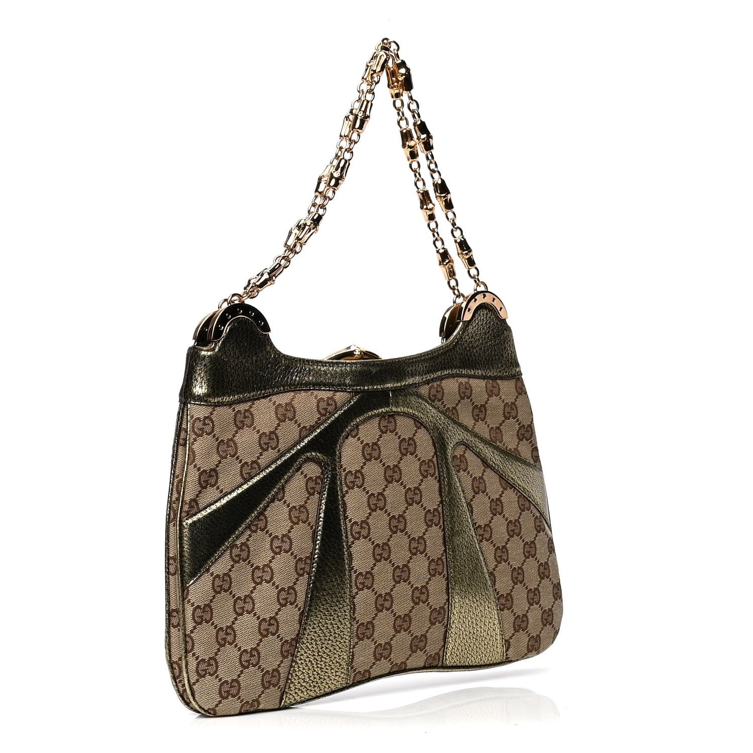 Gucci Monogram Bamboo Chain Tom Ford Shoulder Bag Metallic 3 of 6