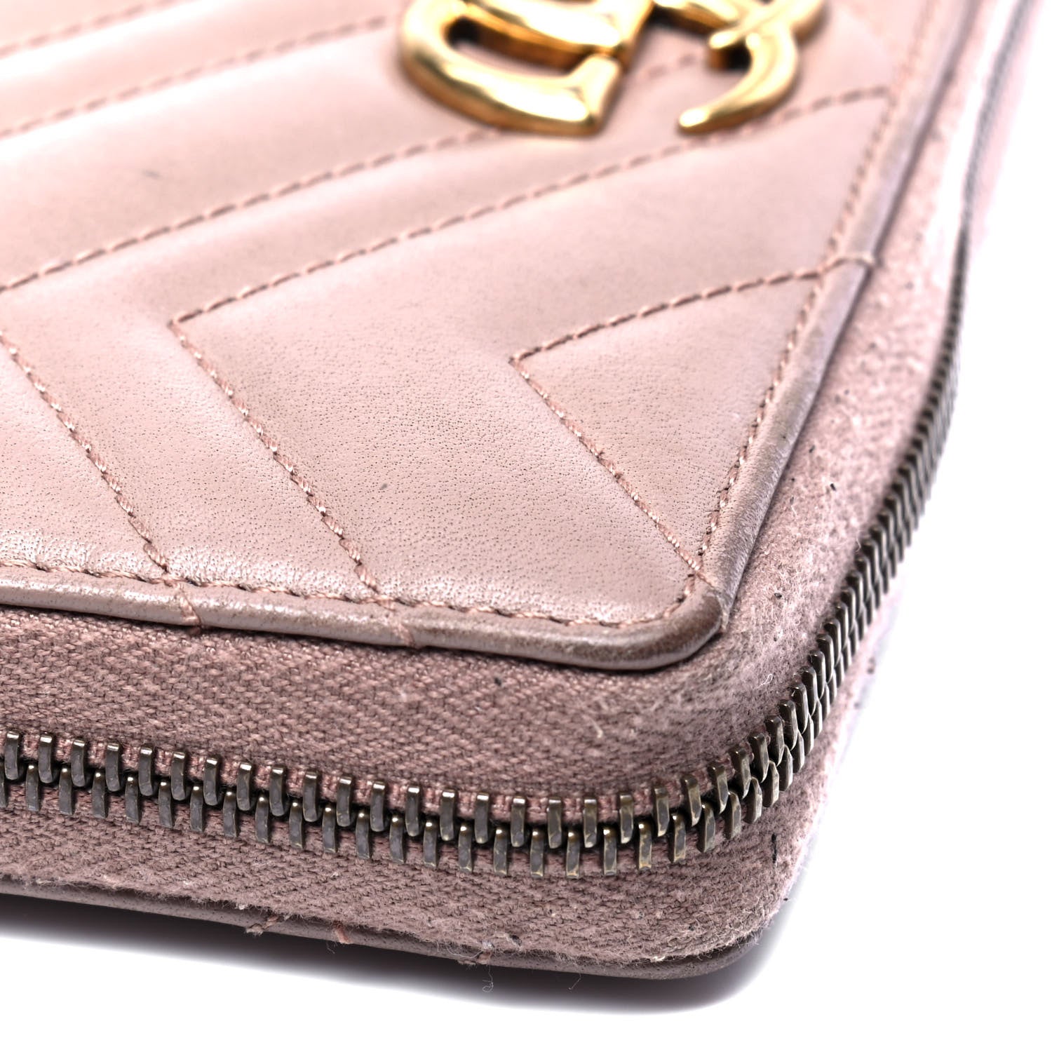 Gucci Calfskin Matelasse GG Marmont Zip Around Wallet Porcelain Rose 7 of 7