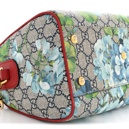 Gucci GG Supreme Monogram Blooms Small Boston Beige Blue Navy Hibiscus Red 9 of 14