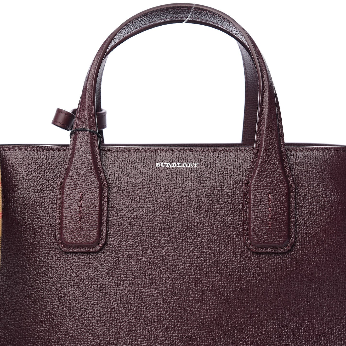 Derby Calfskin House Check Medium Banner Tote Burgundy