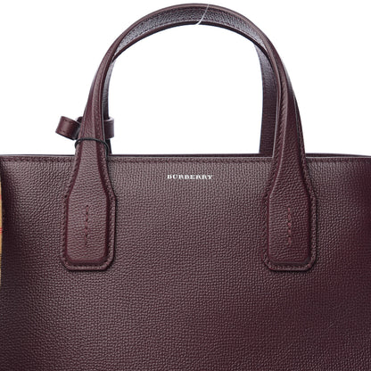 Burberry Derby Calfskin House Check Medium Banner Tote Burgundy 9 of 9
