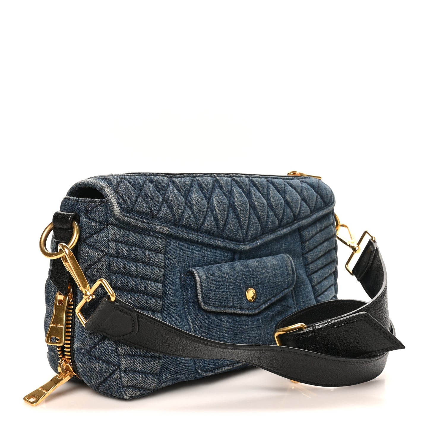 Denim Matelasse Biker Shoulder Bag Avio
