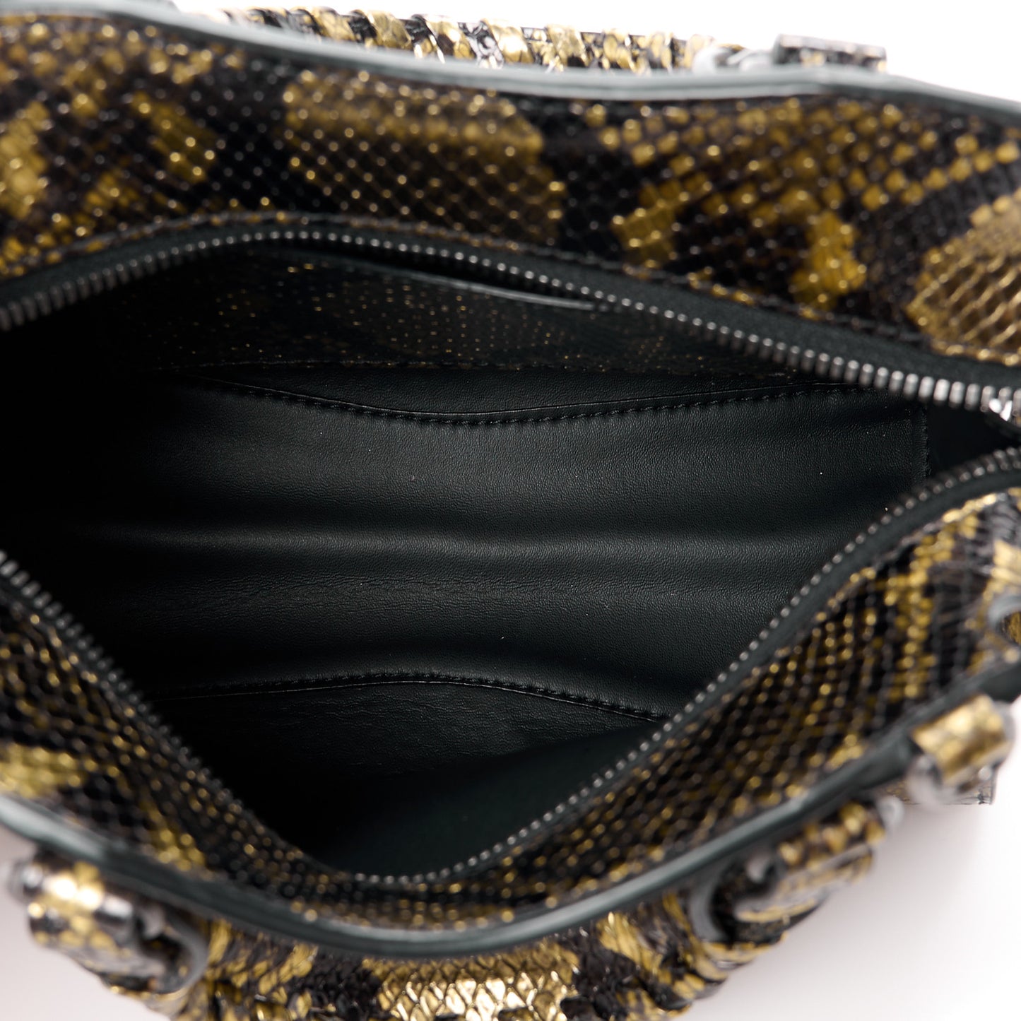 Calfskin Snake Effect Neo Classic Silver Hardware Mini City Gold Black