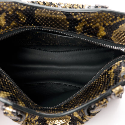 Balenciaga Calfskin Snake Effect Neo Classic Silver Hardware Mini City Gold Black 5 of 10