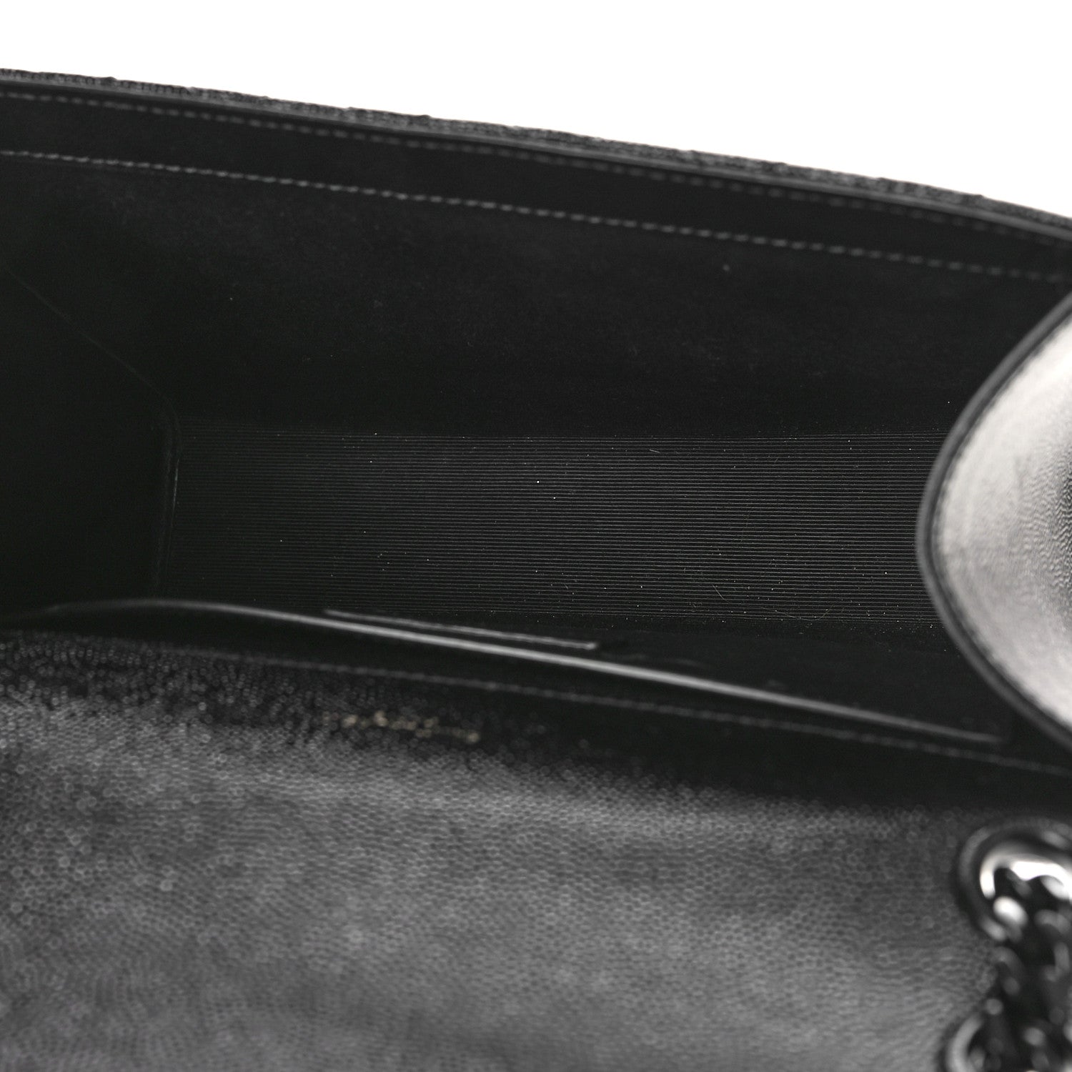 Saint Laurent Grain De Poudre Textured Mixed Matelasse Triquilt Medium Monogram Monochrome Satchel Black 5 of 8