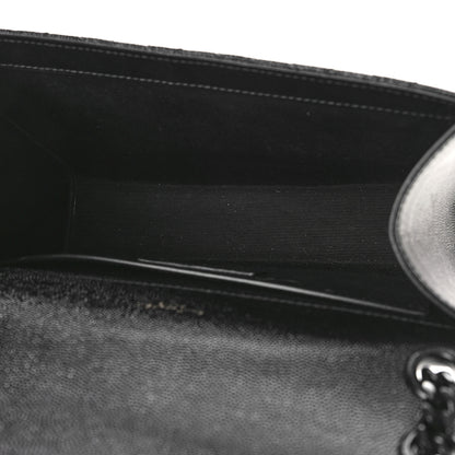 Saint Laurent Grain De Poudre Textured Mixed Matelasse Triquilt Medium Monogram Monochrome Satchel Black 5 of 8