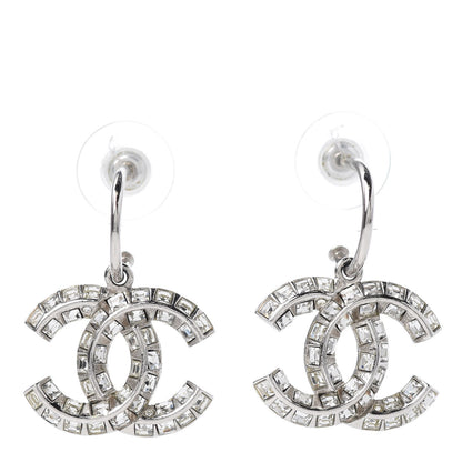 Chanel Baguette Crystal CC Drop Earrings Silver 1 of 5