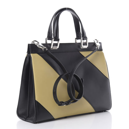 Gucci Smooth Calfskin Diagonal Striped Medium Zumi Top Handle Bag Black Beige 3 of 12