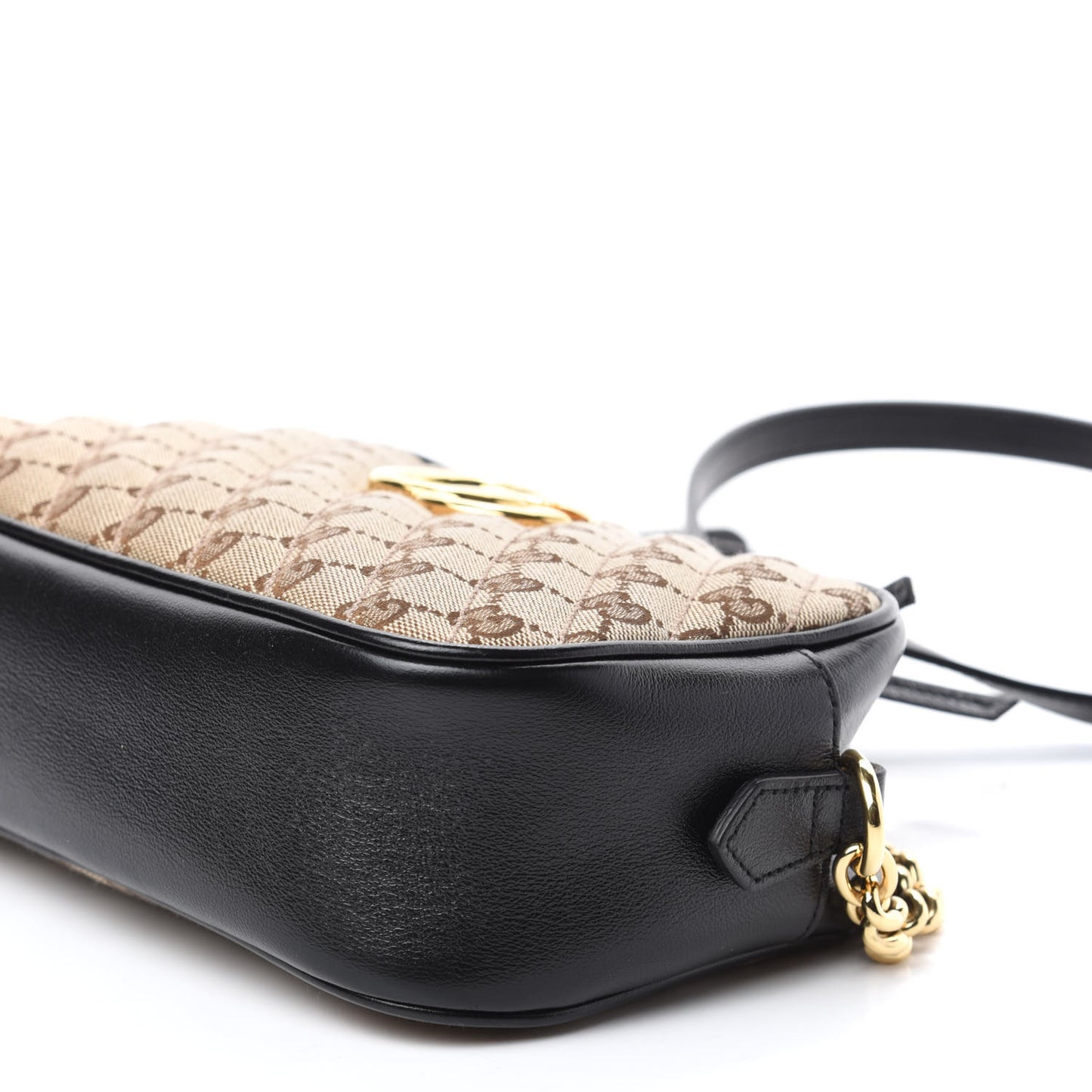 Monogram Matelasse Diagonal Small GG Marmont Chain Shoulder Bag Beige Black