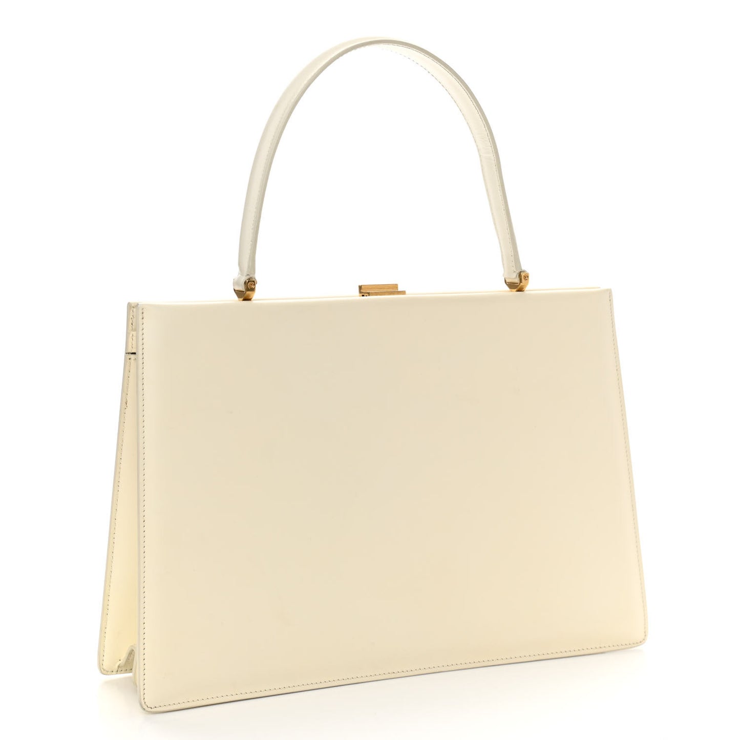 Patina Box Calfskin Medium Clasp Bag White