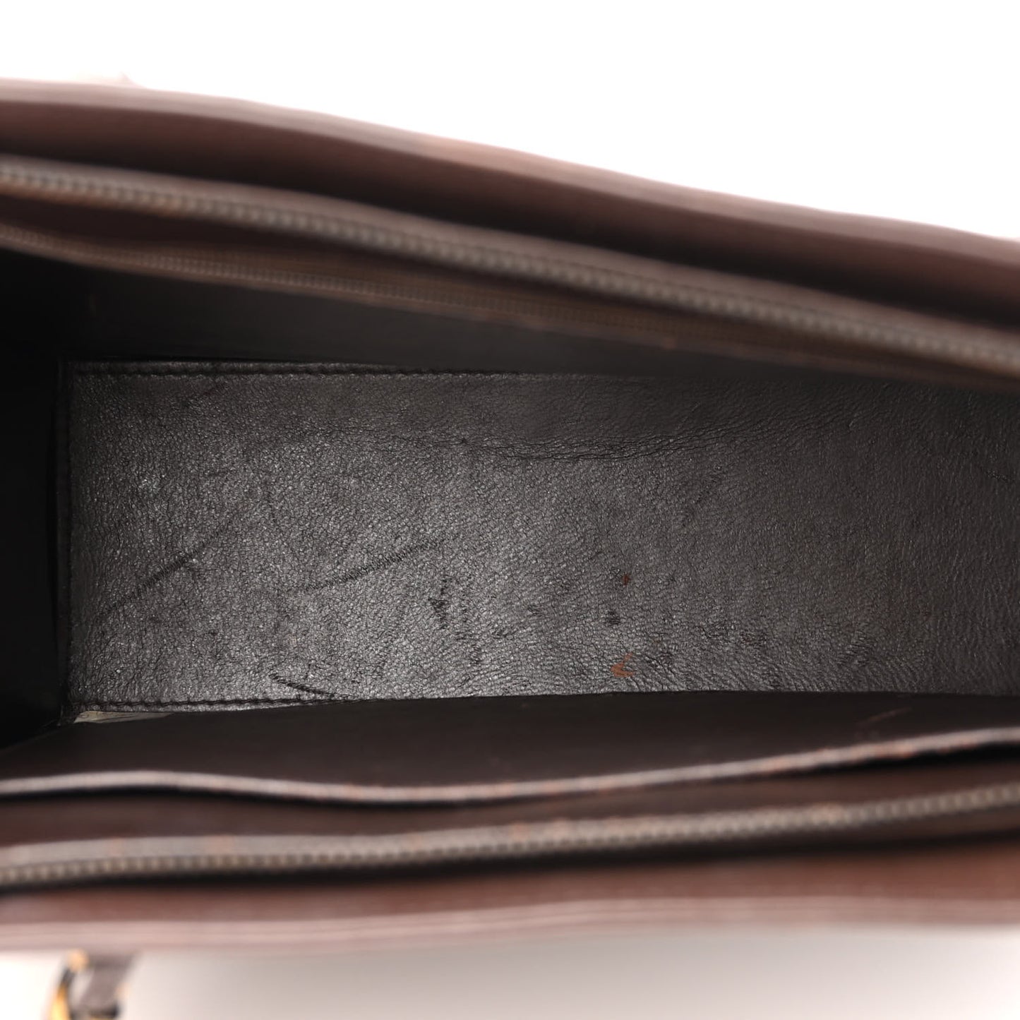 Lambskin CC Top Handle Bag Dark Brown