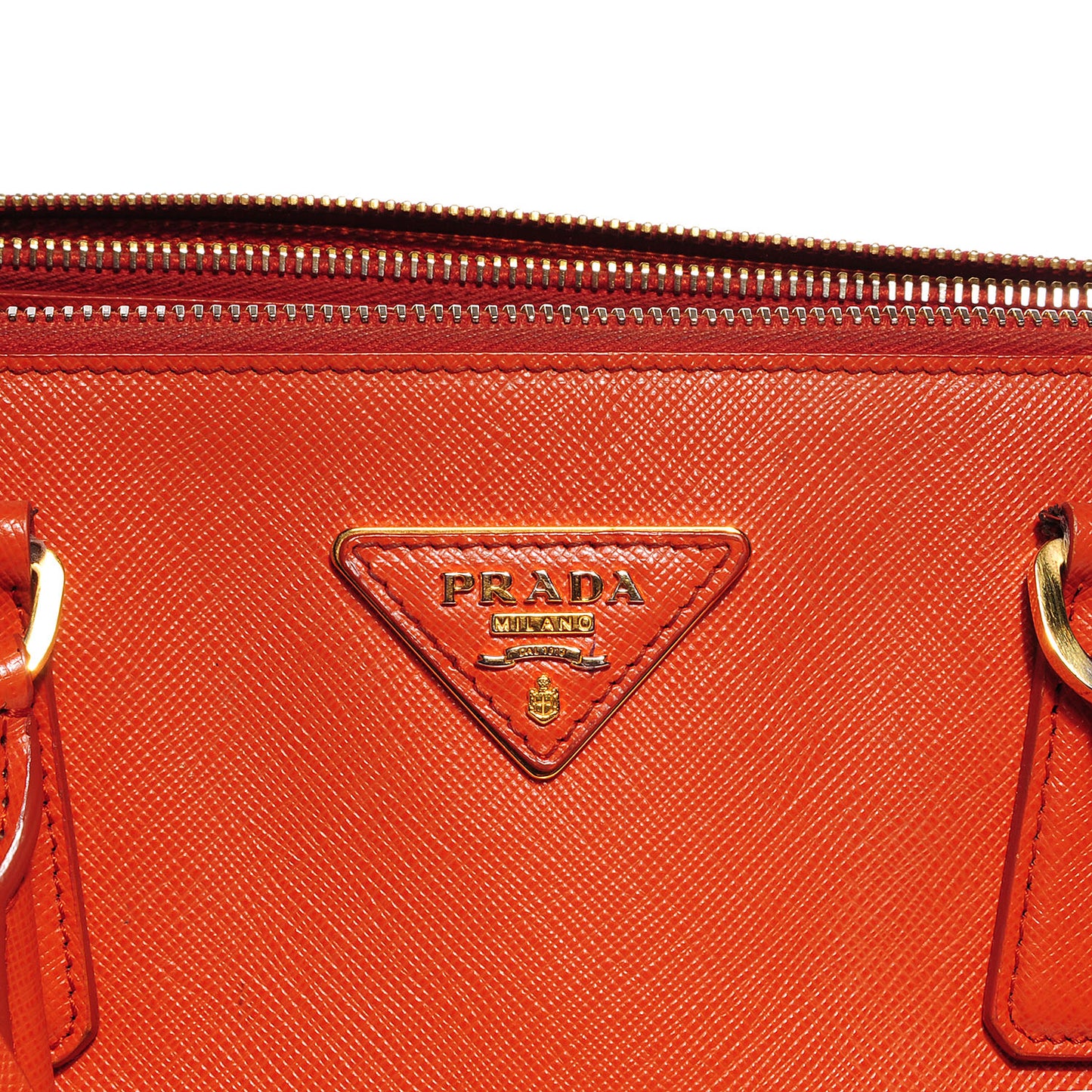 Saffiano Lux Medium Double Zip Tote Papaya