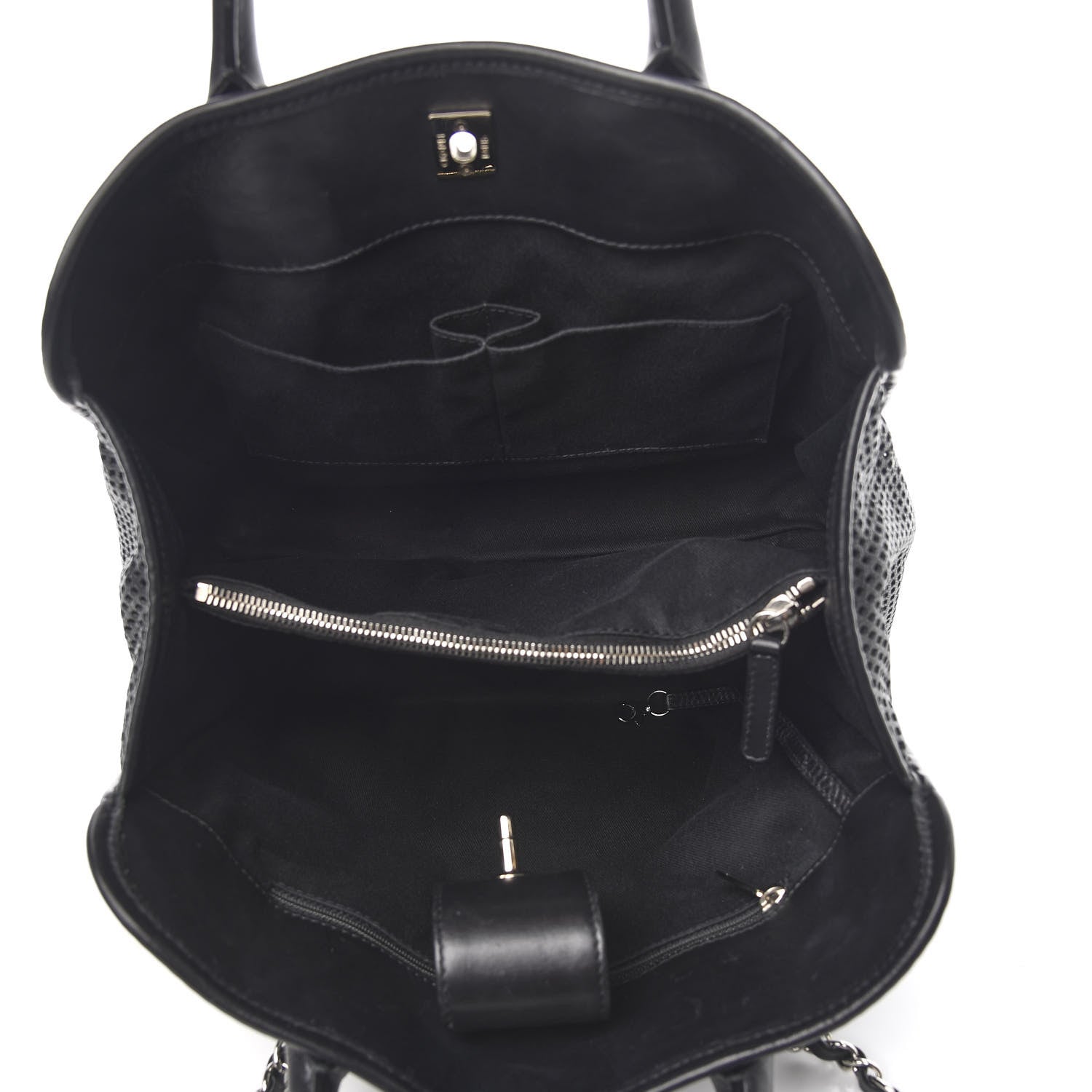 Chanel Calfskin Perforated Up In The Air Tote Black 4 of 10