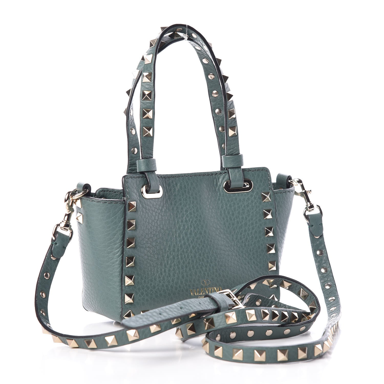 Valentino Garavani Grained Calfskin Micro Rockstud Tote Giada 3 of 9