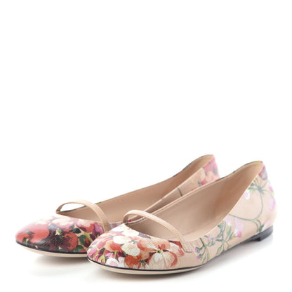 Gucci Calfskin Blooms Print Ballet Flats 36.5 Pink Apricot Multicolor 3 of 7