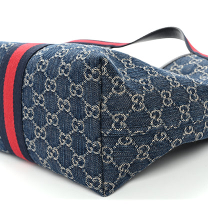 Gucci Denim GG Monogram Web Small Giglio Tote Blue White 10 of 10