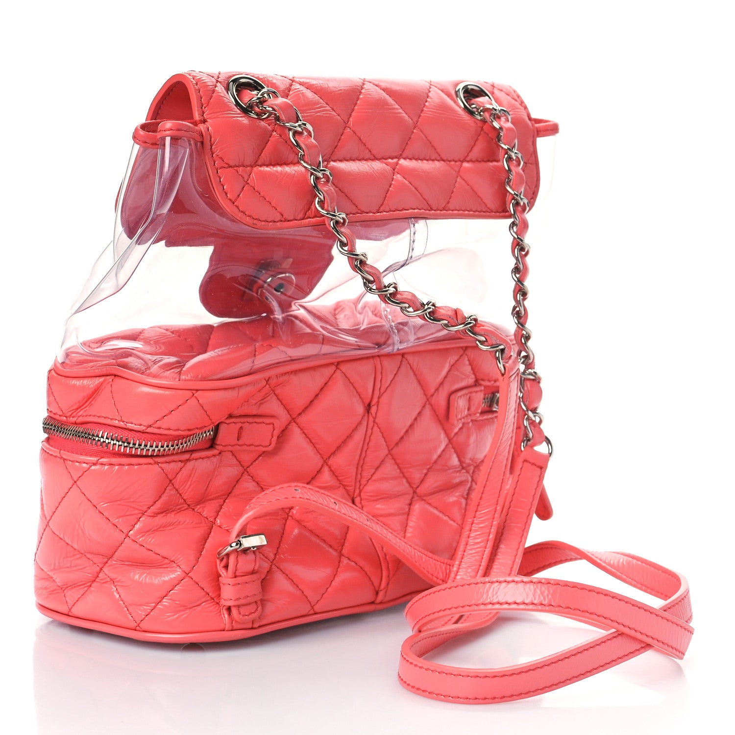 Chanel Crumpled Calfskin PVC Quilted Backpack Pink 3 of 11